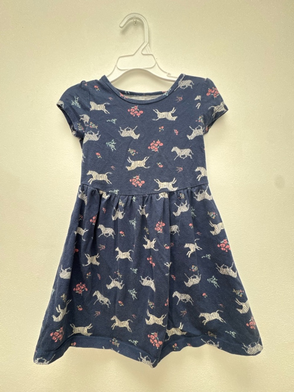 Carter's Navy Zebra & Floral Short Sleeve Dress